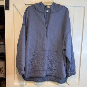Old Navy Quilted Half-Zip Hoodie in Dusty Blue